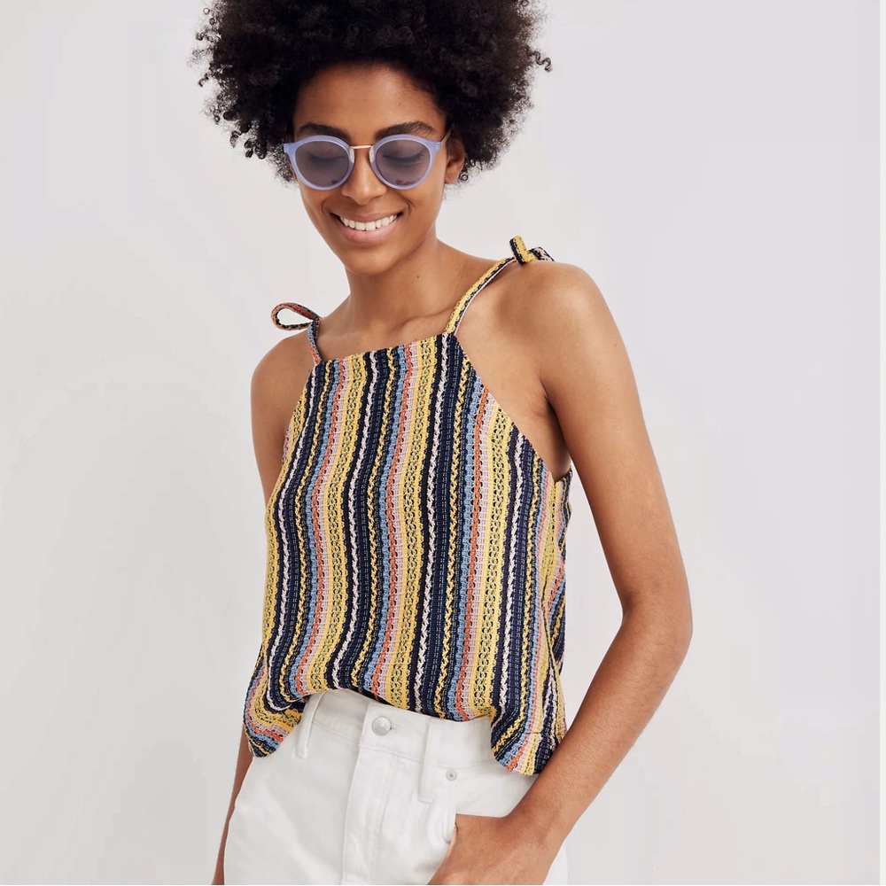 Madewell Texture & Thread multicolor crochet tie-strap tank top - Sz L